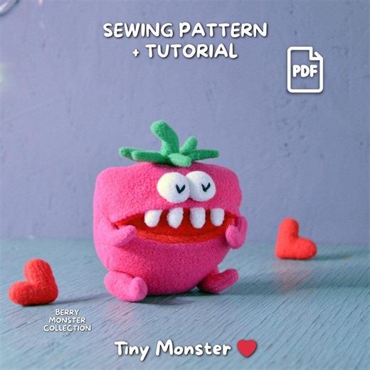 Raspberry Monster Plush Sewing Pattern PDF | Berry Character With Secret Pocket | Easy Sewing Toy - Etsy UK