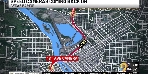 Iowa DOT approves 2 speed cameras to turn back on in Cedar Rapids