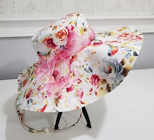 Reversible Wide Brim Sun Hat: Floral Tea Party Wedding Hat - Etsy