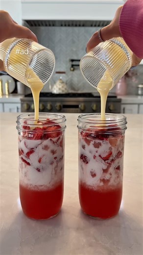 #ad ​Shaken Pink Drink using @starbucks Refreshers Concentrates Strawberry Açaí 🍓 #starbucksathome