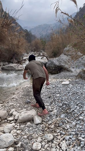 Fishing through the net in the peaceful embrace of the mountains #fishinglife | Net Fishing with Hamza