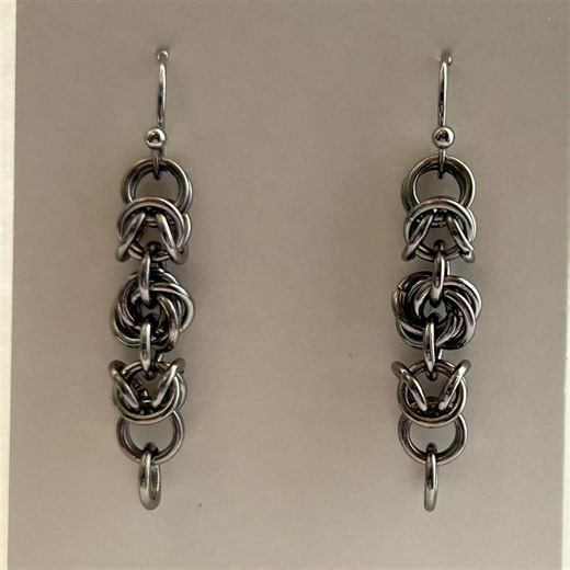 Chainmaille Byzantine Earring With Stainless Steel Swirl, Wreath - Etsy