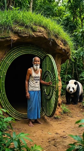 I Built a Secret Bamboo Panda theme house | Beautiful Handmade Bamboo Crafting #ai #aishorts