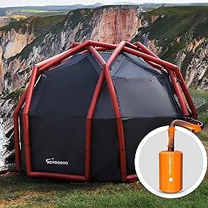 Aerogogo Inflatable Camping Tent with Electric Pump, 2-4 Person Air Tent, Set Up in Seconds Inflatable Tents for Camping, Waterproof Windproof Inflatable Tent for Adults, Easy Set up Glamping Tent