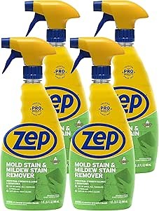 Zep Mold Stain and Mildew Stain Remover - 32 oz (Pack of 4) ZUMILDEW32 - Professional Strength No Scrub Formula
