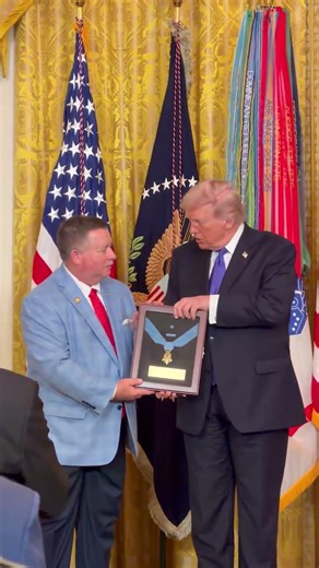 President Donald Trump presents the Congressional Medal of Honor to US Army Master Sergeant Roderick