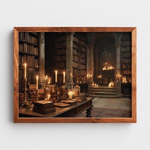 Rustic Vintage Library With Candlelight - Printable Wall Art, Medieval Bookshelves, Cozy Home Decor, Ancient Study Room Scene Art 3 - Etsy