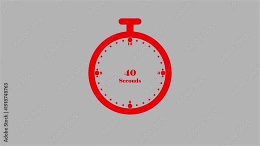 Red stopwatch timer showing forty two seconds with numerical markers and aT-shaped crown against a solid gray backdrop
