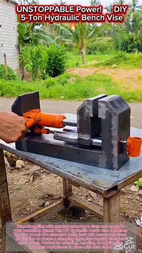 UNSTOPPABLE Power! 🔩 DIY 5-Ton Hydraulic Bench Vise 🔥