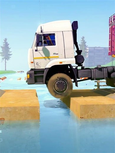 Spintires Mudrunner Truck vs Extreme Broken Road with Speed Bumps Gameplay EP333