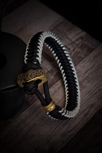 Handmade Viking Brass Paracord Bracelet – Norse Hammer Cuff - Etsy