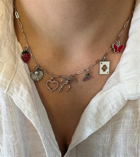 Custom Silver Charm Necklace Personalized Jewelry Mothers Day Jewelry Silver Pendant Necklace Statement Jewelry Stainless Steal Necklace - Etsy