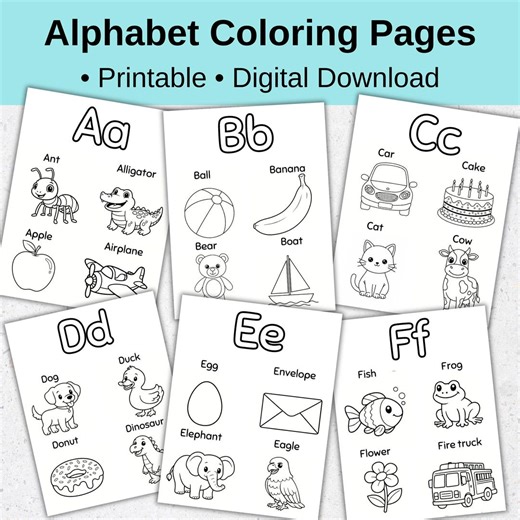 Alphabet Coloring Pages A–Z, ABC Printable, Letter Coloring Pages for Kids, Toddler Learning Worksheets, Preschool Activity - Etsy