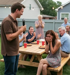 At a backyard barbecue one sweltering July afternoon in Atlanta, my husband stood up in front of forty guests and publicly announced he was divorcing me — calling me a “burden” and a “disgrace.” His mother even clapped for him. But what happened next… is the part they still don’t talk about. The scent of grilled meat, charcoal smoke, and sweet BBQ glaze hung thick over the Patterson estate’s perfectly trimmed lawn. Business associates mingled with nosy neighbors, and Mark’s loud, flashy relative