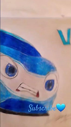 Blue whale drawing from watch car