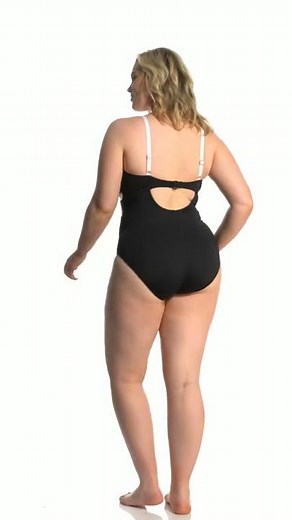 La Blanca Plus Size Modern Muse Plunge One Piece Swimsuit | SwimOutlet.com