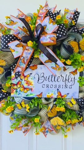 Floral Butterfly Summer Wreath: Monarch Front Door Decor - Etsy