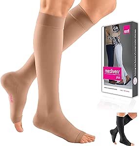 mediven Plus for Men & Women, 40-50 mmHg – Open Toe, Knee High Compression Stockings, VII, Beige