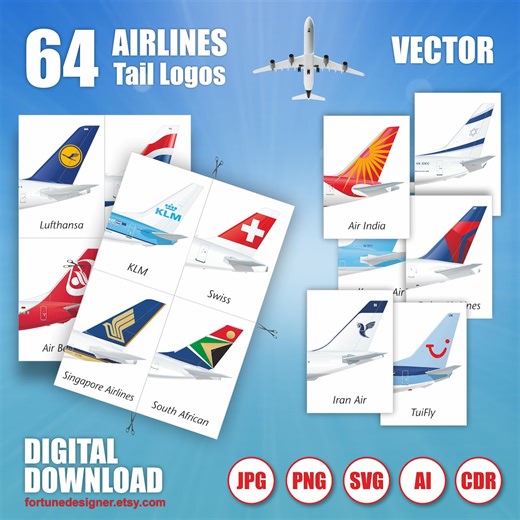 Airline Tail Logos Flashcards: Aviation Learning Cards (digital Download) - Etsy