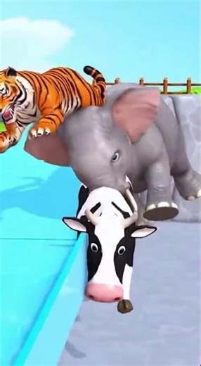 Animal Stack Chaos 😆🐄🐘🐯 #funnyanimals #kidsfun