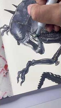XENOMORPH QUEEN 👽 #horrorart #aliens #xenomorph #inksketch #copicmarkers