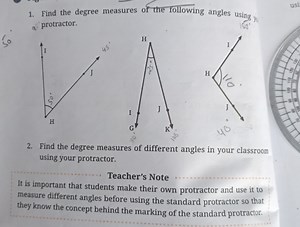 Find the degree measures of the following angles using protract... | Filo