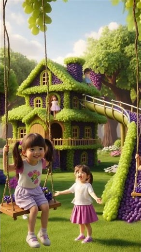 Grape House Adventure 🍇 | Cute Little Girls in a Magical Grapes Home | Rhymebud