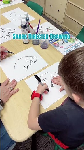 Here’s our directed drawing of a shark for an ocean art project