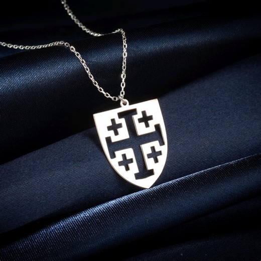 Sterling Silver Jerusalem Cross Necklace: Medieval Crusader Cross Pendant, Gothic Christian Jewelry Gift - Etsy UK