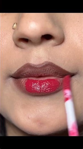 Ombre Red Brown Lip Combo ❤️#ombrlips #redbrownlipcombo #lipcombo #lipsticktutorial #lipstickshade
