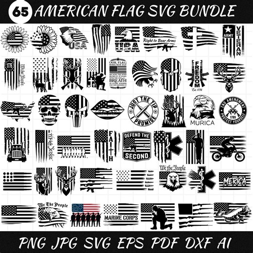American Flag SVG – Patriotic Clipart, Military Designs (digital Bundle) - Etsy
