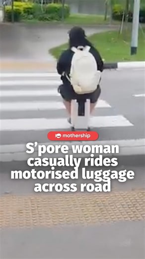 Mothership on Instagram: "cannot anyhow ride things ☝️ The act was caught on camera and posted to Facebook on Jan. 10, though it’s unclear where exactly the incident happened. The Land Transport Authority considers motorised luggages that carry riders to be motorised personal mobility devices (PMDs). They cannot be used on footpaths, pedestrian-only paths, or roads."