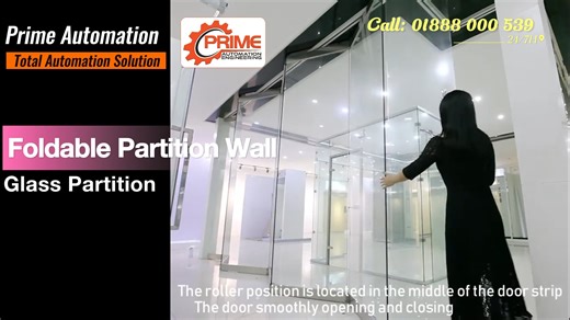 1.3K views | Foldable glass partition wall, luxury decoration wall, Transform your space with style and versatility! Introducing our sleek foldable partition wall - where design meets functionality. Say hello to effortless space optimization!  Call : 01888 000 538, 01888 000 539 #SpaceSavvy #DesignInnovation #FoldAndFlaunt" | Prime Automation | Facebook