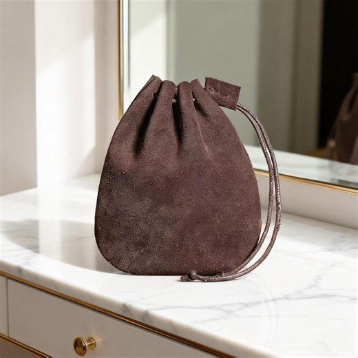 Cognac Leather Drawstring Pouch, Multi-purpose Coin, Jewelry, Essential Oil Bag - Etsy