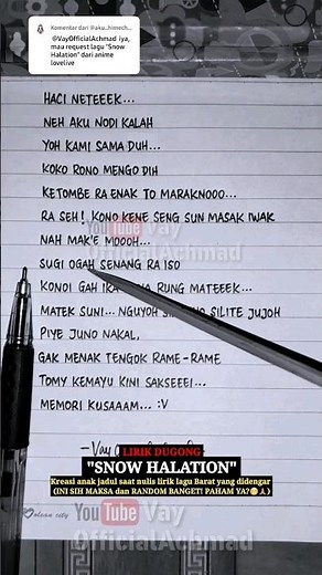 Lirik Dugong μ's - Snow Halation (Ost. Love Live!) | Yang Ku Dengar #lirikparodi