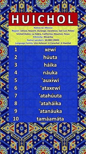 NUMBERS IN THE HUICHOL LANGUAGE