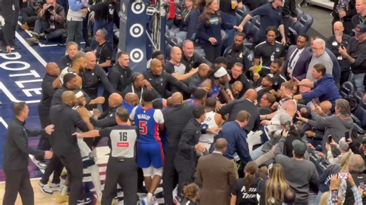 A brawl between the Pistons and Timberwolves