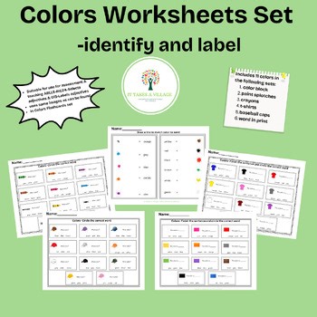 Colors Worksheets set-multiple choice, draw a line (11.5 x8)