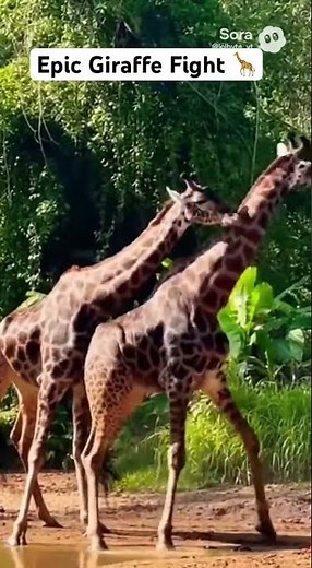 Epic Giraffe Fight!🦒 #wildlife
