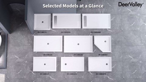 DeerValley 48"L X 30"W Shower Base in White with Single Threshold and Center Drain, Center Drain Location, Small Rectangle Acrylic Shower Pan, Non-slip Design DV-1SB0107