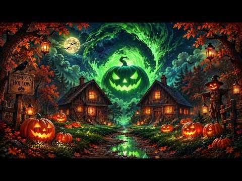 Relaxing Spooky Halloween Ambience 🎃 Cozy Pumpkin Cottage in Autumn Mist 👻 Best Halloween Music