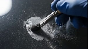 Forensic technique of dusting for latent fingerprint demonstration for criminal investigation and evidence collection Stock Video