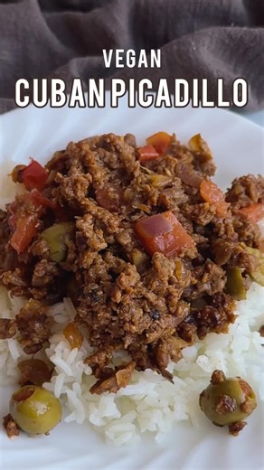 Cuban comfort, but make it plant-based 🇨🇺🌱 This vegan picadillo is rich, savory, slightly sweet, and SO satisfying — all the classic flavors, no meat needed. Olives, raisins, tomato sauce, and perfectly seasoned plant protein come together for the ultimate cozy bowl moment 🍅✨ It’s one of those meals that tastes like it took all day… but secretly didn’t 👀 Serve it with rice, and you’ve got a full comfort-food situation 🧡 Save this one — you’ll crave it again, trust me. #veganrecipe #cubanre
