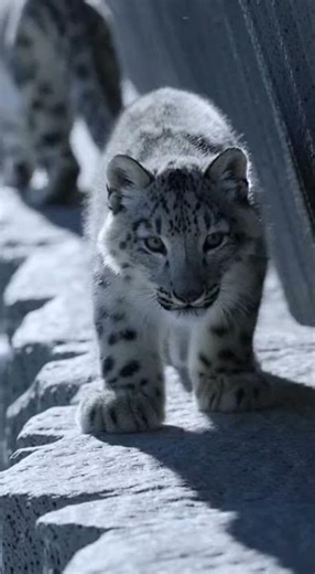 snow leopard mother and cub on mountain cliff | ultra-realistic wildlife scene #animals