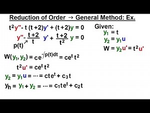 Differential Equation - 2nd Order (65 of 84) Reduction Method: Example