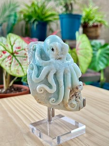 Hand-carved Amazonite Octopus Sculpture: Healing Crystal Ocean Decor - Etsy