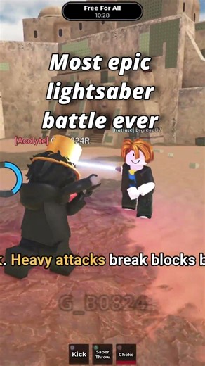 Most epic lightsaber battle ever#robloxshorts