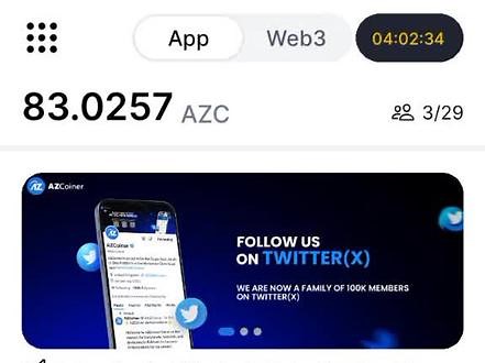 AZcoiner，已确定将于2024年6月正式主网上线。 平台治理代币：AZC 发行总量：2100万枚(永不增发) AZC也叫第二币安交易所！🔰每天挖1.26AZC，很稀少很珍贵。 🔥即将推出KYC功能。 🔥6月份主网上线。 ✅免费挖AZC ，已达成共识，一个币至少10美金，24小时激活签到领取一次空投。 ✅支持qq邮箱注册 AZC 年度必挖 基础共识10U 发行总量仅：2100万