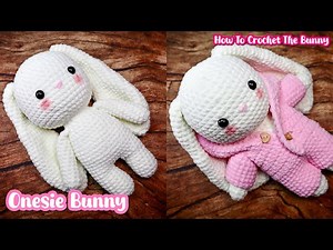HOW TO CROCHET THE BUNNY - ONESIE HOODIE BUNNY - PART 1 - AMIGURUMI CROCHET DOLL TUTORIAL