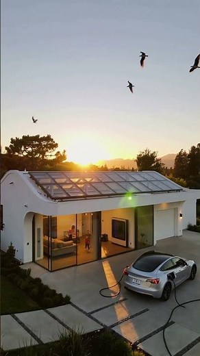 “Tesla Smart House Powers Up with Sunrise — 4K Drone View”